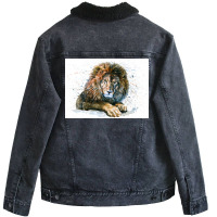 Lion 3 Poster Blue Unisex Sherpa-lined Denim Jacket | Artistshot