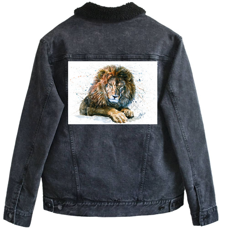 Lion 3 Poster Blue Unisex Sherpa-lined Denim Jacket | Artistshot