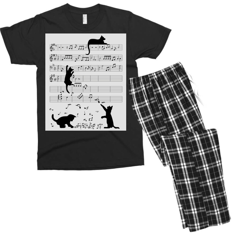 Musical Cat Kitten Music Clef Poster Copy Men's T-shirt Pajama Set by gremowakeri | Artistshot