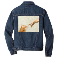 Indie Aesthetic Michaelangelo Creation Cat Art Cute Y2k 90s   Cute Ora Men Denim Jacket | Artistshot