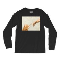 Indie Aesthetic Michaelangelo Creation Cat Art Cute Y2k 90s   Cute Ora Long Sleeve Shirts | Artistshot