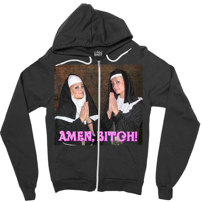 Paris Hilton And Nicole Richie Nuns Zipper Hoodie by majebiklaarw | Artistshot