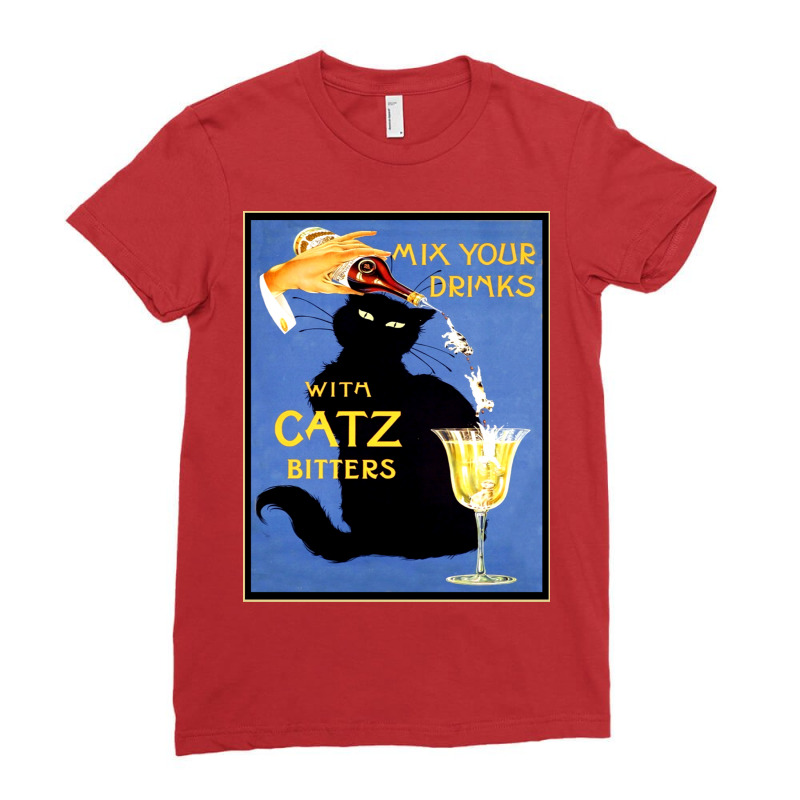 Mix Your Drinks With Catz Bitters Poster 70s Ladies Fitted T-Shirt by zavrassenffn | Artistshot