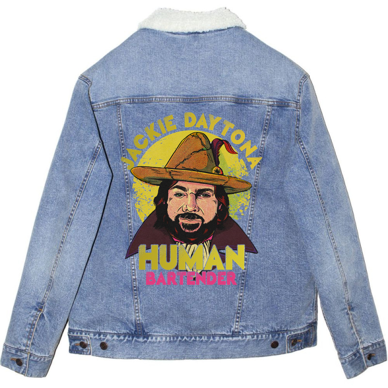 Limited Edition Jackie Daytona Human Bartender Retro Unisex Sherpa-Lined Denim Jacket by Rios Arevalo | Artistshot