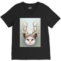 Kitten Horns Up Poster Aesthetic V-neck Tee | Artistshot