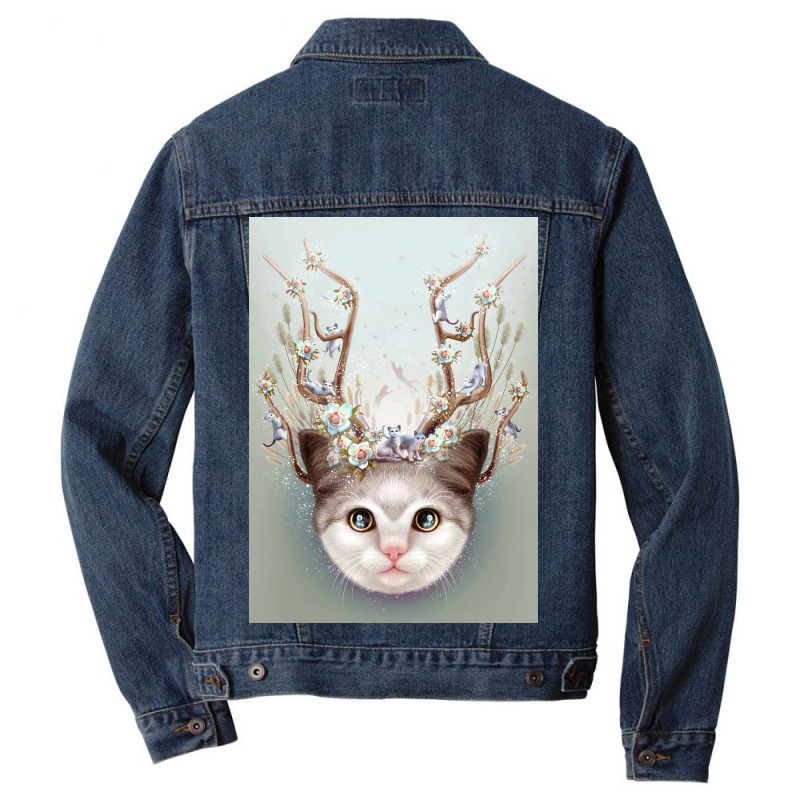 Kitten Horns Up Poster Aesthetic Men Denim Jacket | Artistshot