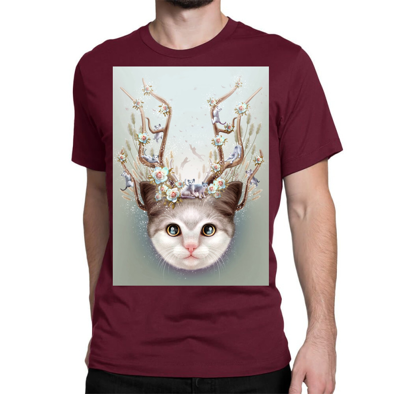 Kitten Horns Up Poster Aesthetic Classic T-shirt | Artistshot