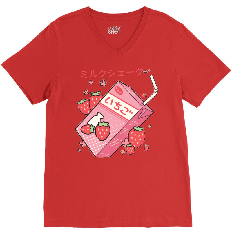 Japanese Kawaii Strawberry Milk Shake Essential Classic V-neck Tee | Artistshot