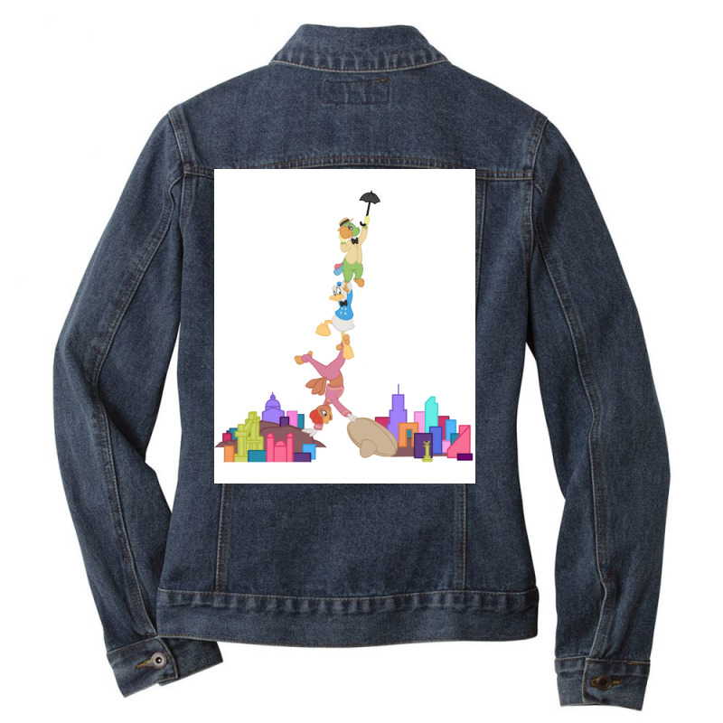 Three Caballeros Skylines Classic Poster Tumblr Ladies Denim Jacket by malishostenr | Artistshot