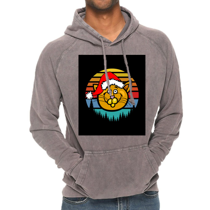 Of Funny Christmas Cat Abyssinian Retro Poster Vintage Hoodie | Artistshot