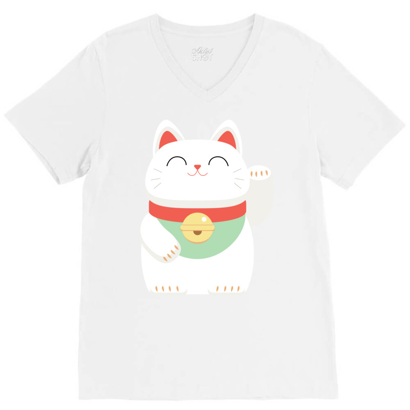 Japanese Maneki Neko Lucky Cat V-neck Tee | Artistshot