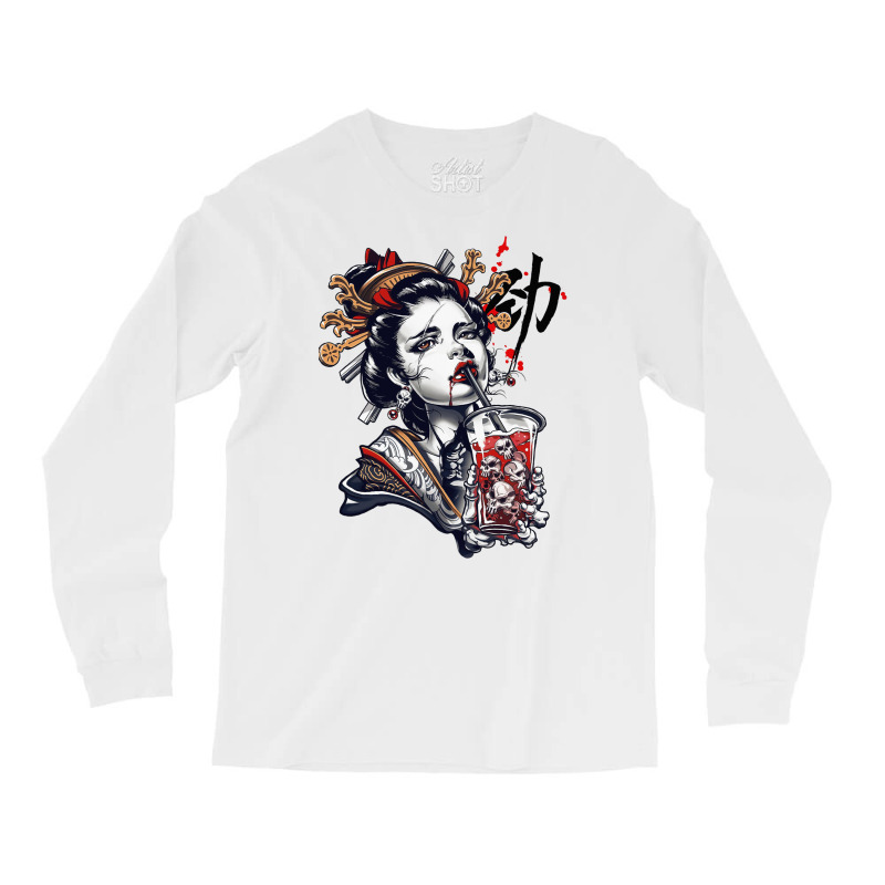 Japanese Geisha Girl Vaporwave Cyberpunk Popart Urban Style 1 Long Sleeve Shirts | Artistshot