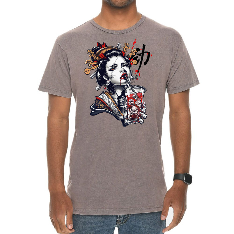 Japanese Geisha Girl Vaporwave Cyberpunk Popart Urban Style 1 Vintage T-shirt | Artistshot