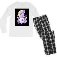 Kawaii Pastel Goth Cute Creepy Witchy Cat And Skull Poster Quote Men's Long Sleeve Pajama Set | Artistshot