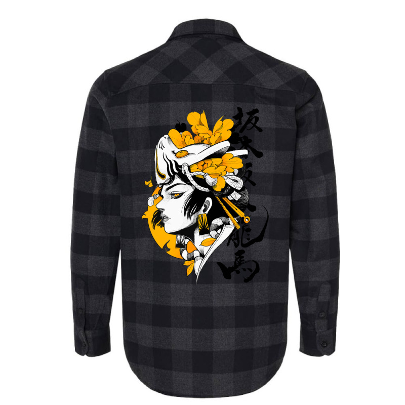 Japanese Samurai Geisha Mask Colorful Modern Urban Style Flannel Shirt | Artistshot