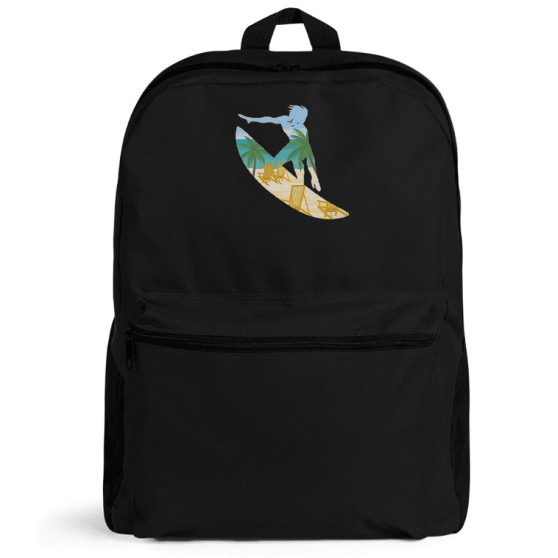 Beach Surf Beautiful Sunset Digital Art Graphic Vector T Backpack | Artistshot