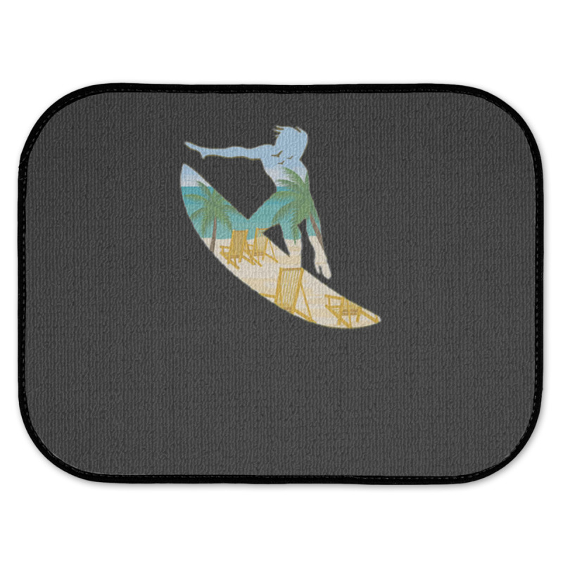 Beach Surf Beautiful Sunset Digital Art Graphic Vector T Rear Car Mat | Artistshot