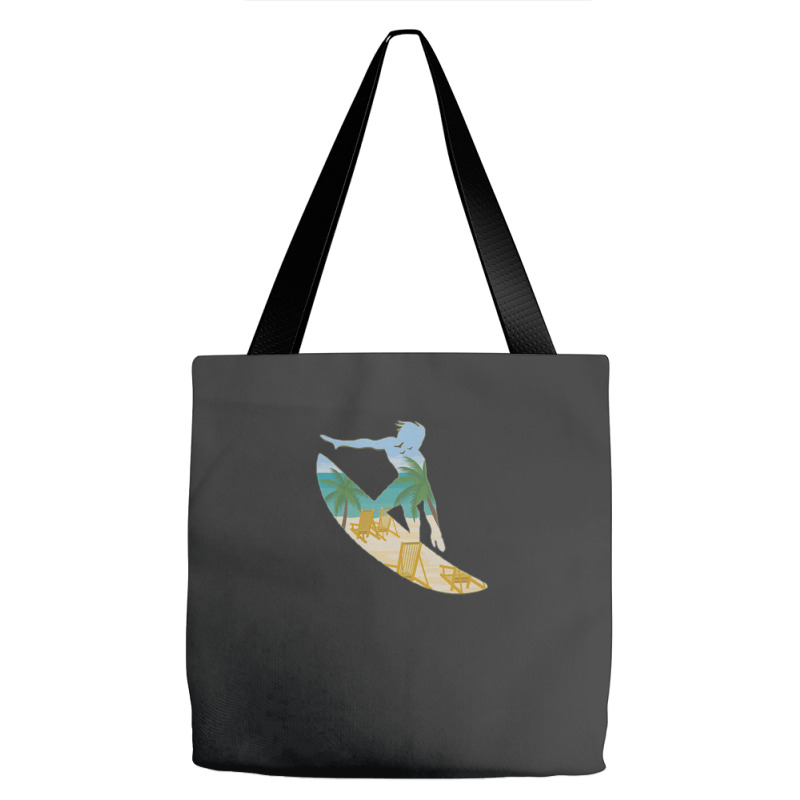 Beach Surf Beautiful Sunset Digital Art Graphic Vector T Tote Bags | Artistshot