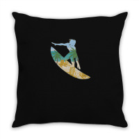 Beach Surf Beautiful Sunset Digital Art Graphic Vector T Throw Pillow | Artistshot