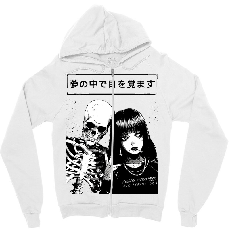 Japanese Vaporwave Spooky Love Zipper Hoodie | Artistshot