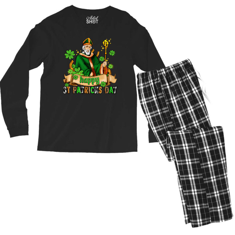 Happy St Patricks Day With St Patricks Men's Long Sleeve Pajama Set | Artistshot