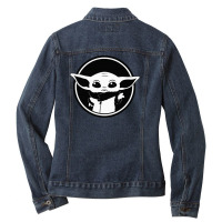 Baby Yoda Black And White Ladies Denim Jacket | Artistshot