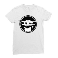 Baby Yoda Black And White Ladies Fitted T-shirt | Artistshot