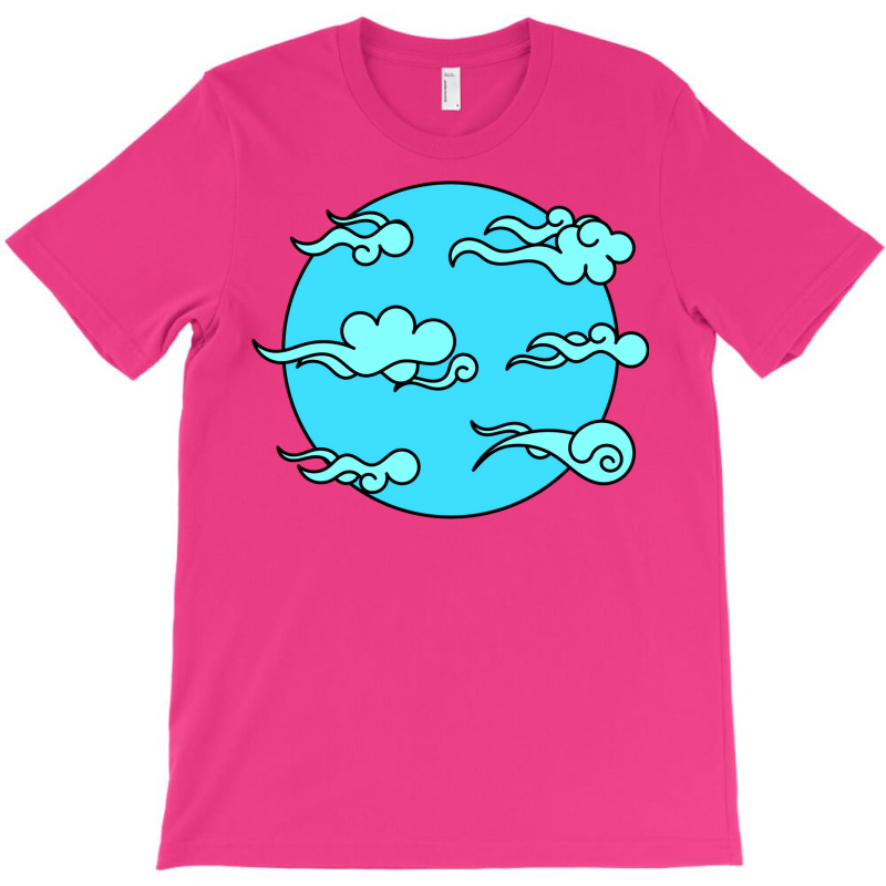 Japanese Wind Clouds Line Art Sky Blue T-shirt | Artistshot