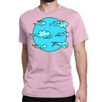 Japanese Wind Clouds Line Art Sky Blue Classic T-shirt | Artistshot