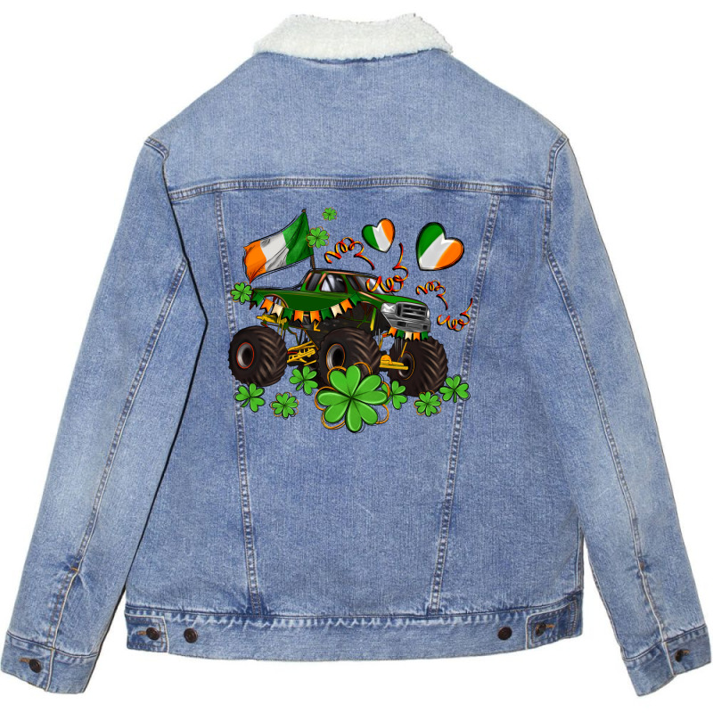 Monster Truck With Shamrocks Unisex Sherpa-lined Denim Jacket | Artistshot