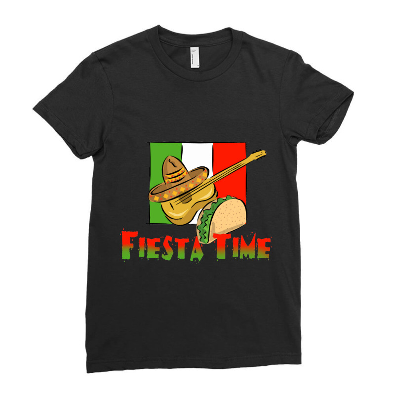 Fiesta Time Taco, Sombrero, Guitar T-shirt Ladies Fitted T-Shirt by THOMASLCOTT | Artistshot