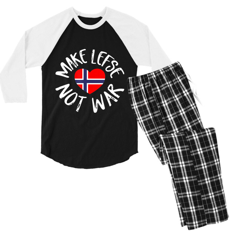 Trending Lefse Norwegian Flag Heart Make Lefse Not War Men's 3/4 Sleeve Pajama Set | Artistshot