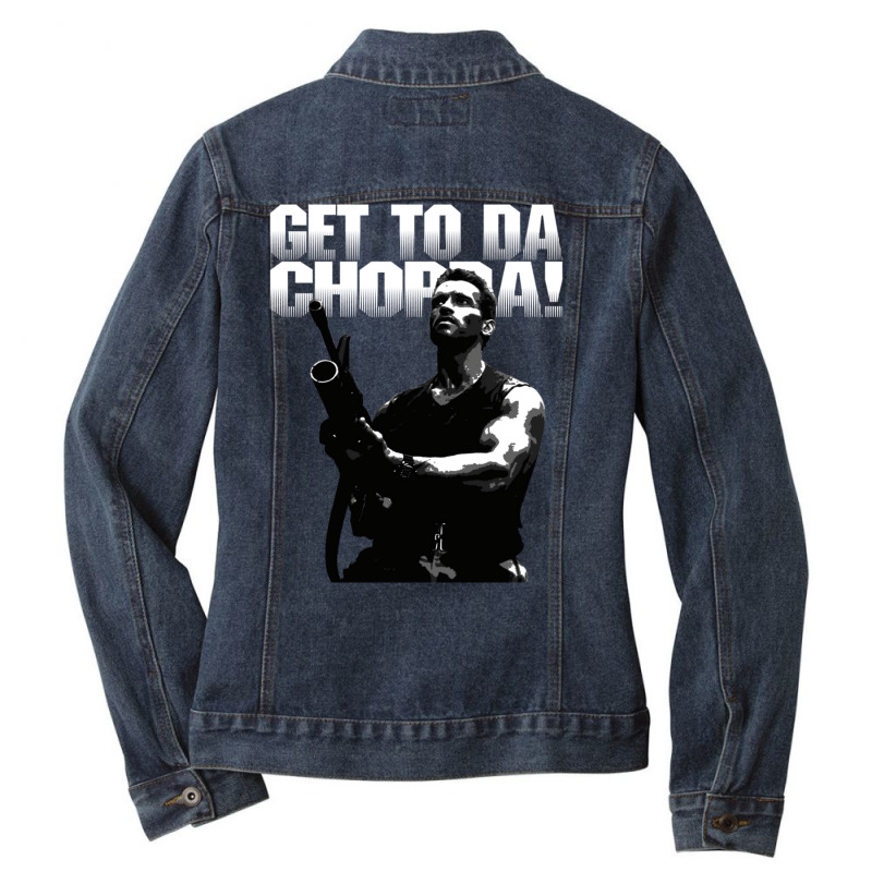 Arnold Man Schwarzenegger Da Choppa Classic   Girl Ladies Denim Jacket by kasdonhaughnh | Artistshot