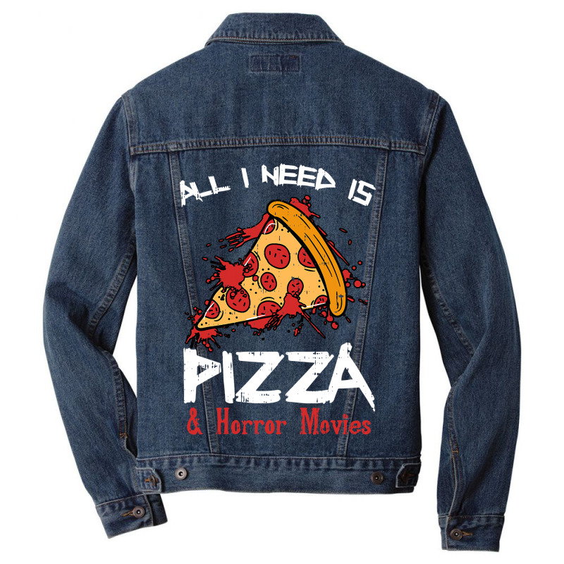 Bloody Pizza Horror Movies Costume Funny Food Halloween Gift Men Denim Jacket | Artistshot