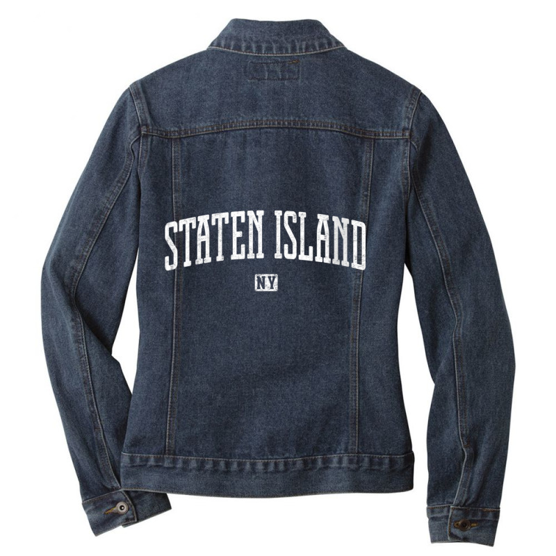 Womens Staten Island New York Vintage City V Neck T Shirt Ladies Denim Jacket by matheeishilo | Artistshot