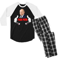 Fuck Putin   Red Men's 3/4 Sleeve Pajama Set | Artistshot