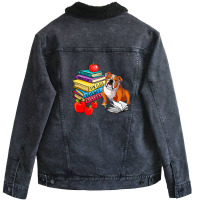 English Bulldog Sunglasses School Books First Day Of School Unisex Sherpa-lined Denim Jacket | Artistshot