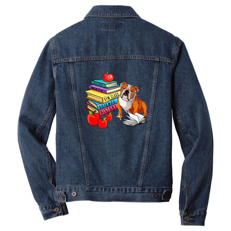 English Bulldog Sunglasses School Books First Day Of School Men Denim Jacket | Artistshot