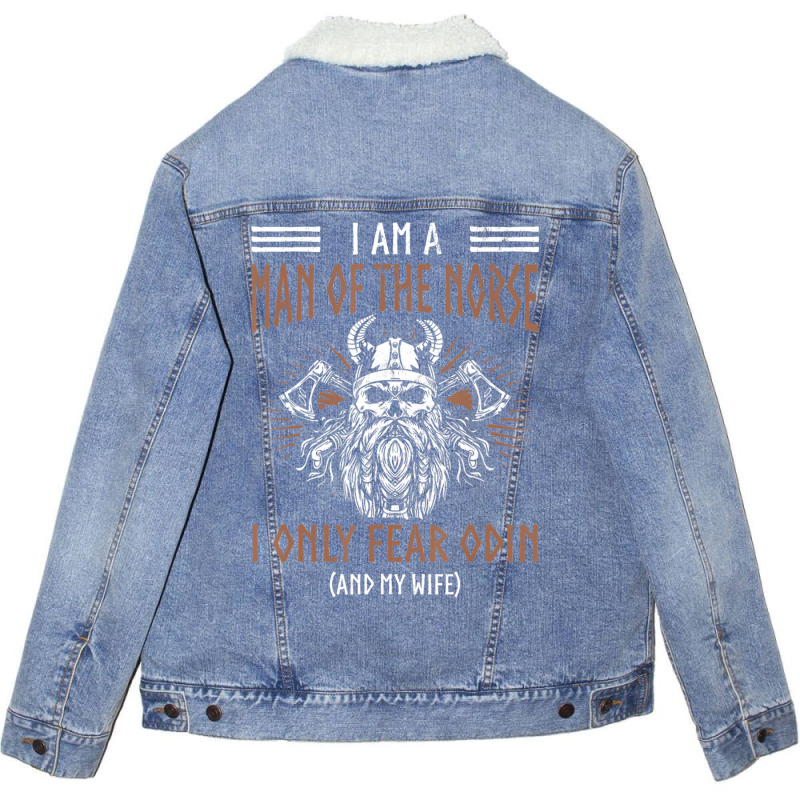 Limited Edition Mens Man Of Norse Fears Odin Wife Nordic Warrior Vikin Unisex Sherpa-lined Denim Jacket | Artistshot