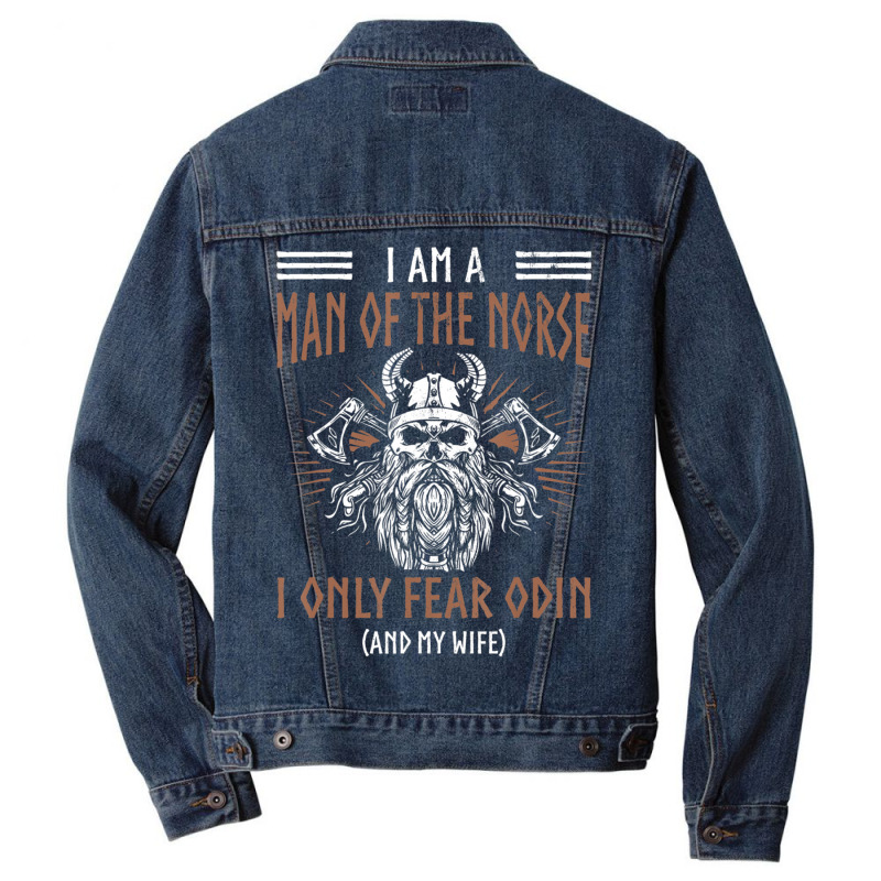 Limited Edition Mens Man Of Norse Fears Odin Wife Nordic Warrior Vikin Men Denim Jacket | Artistshot