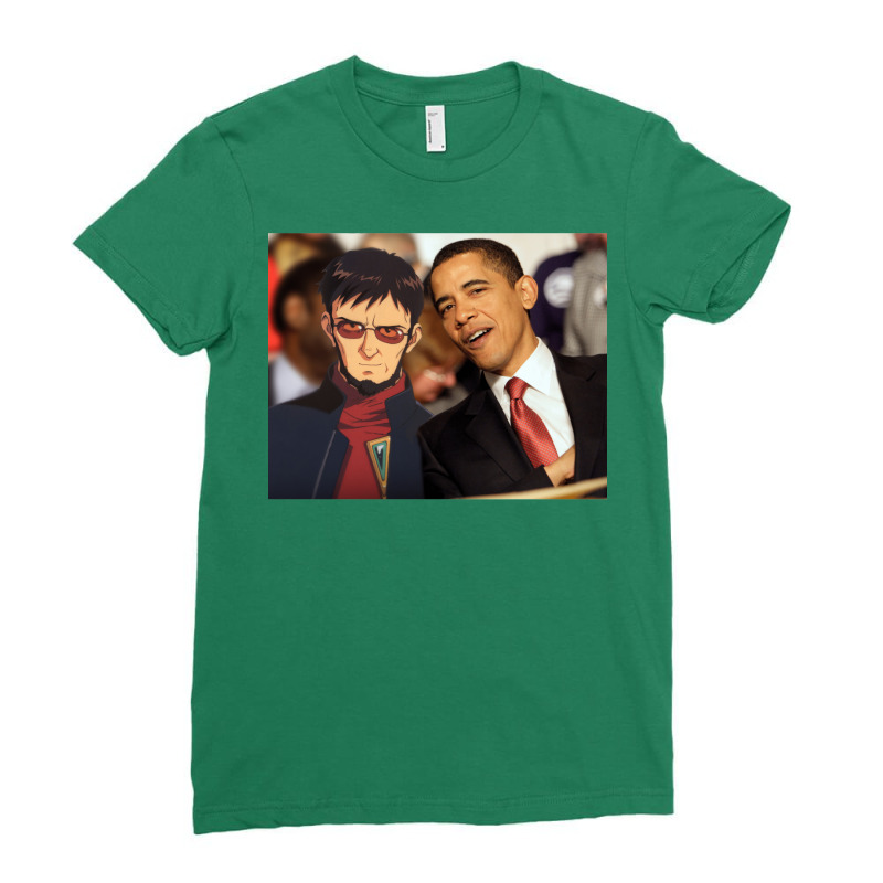 Gendo Ikari And Barrack Obama   Hipster Ladies Fitted T-Shirt by gouselauckt | Artistshot