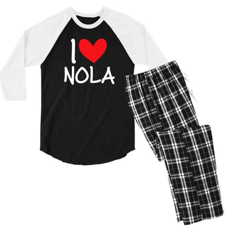 I Love Nola Name Personalized Girl Woman Bff Friend Heart Men's 3/4 Sleeve Pajama Set | Artistshot