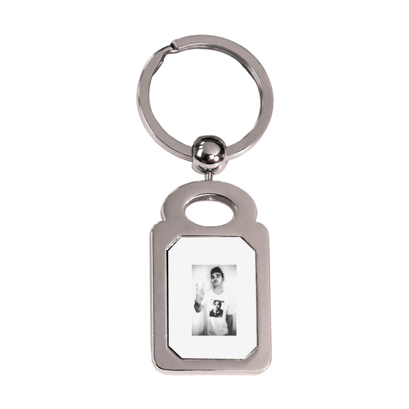 Morrissey Finger Flip [twhite] Silver Rectangle Keychain | Artistshot