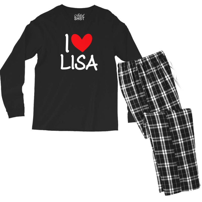 I Love Lisa Name Personalized Girl Woman Bff Friend Heart Men's Long Sleeve Pajama Set | Artistshot