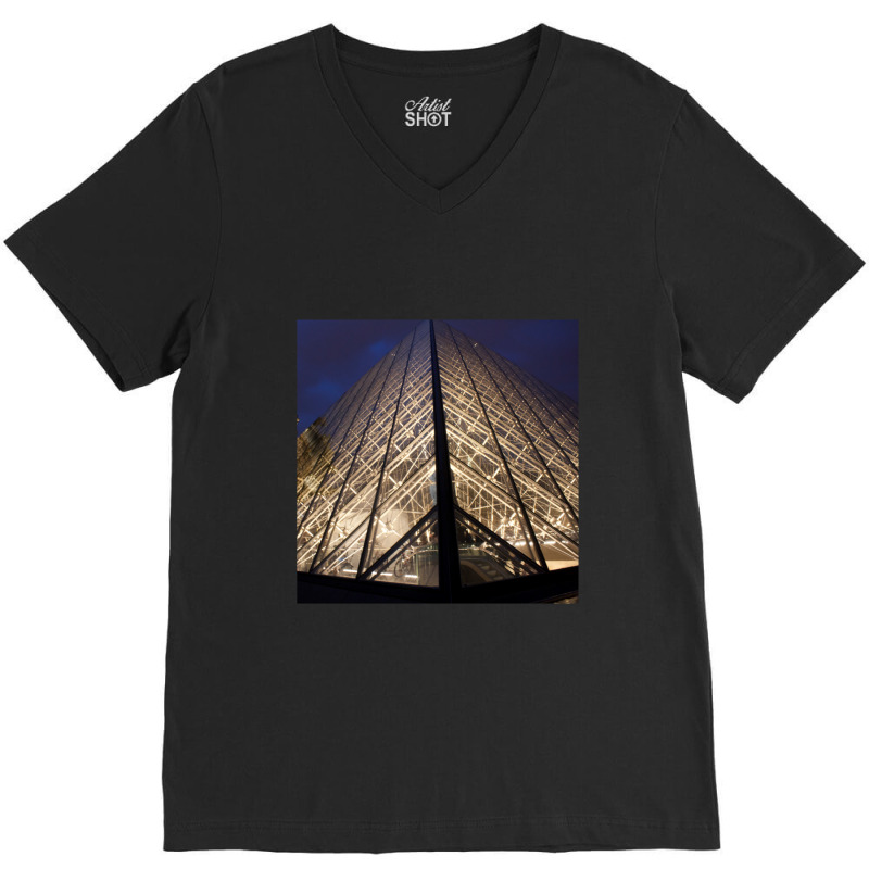 Light Up The Pyramid At Night At The Louvre V-neck Tee | Artistshot