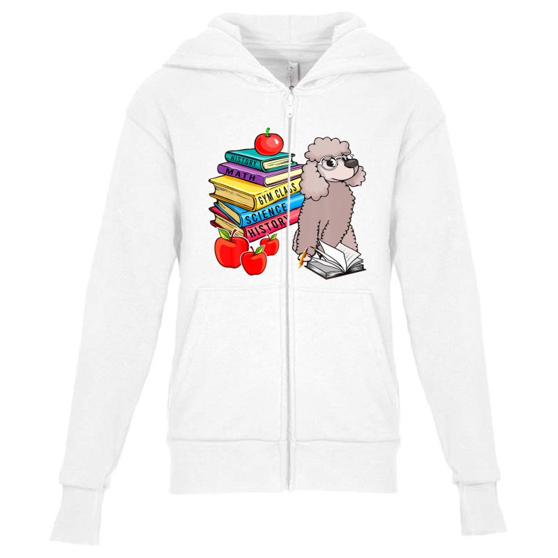 Poodle Sunglasses School Books First Day Of School Lover Youth Zipper Hoodie | Artistshot