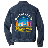 O Come Let Us Adore Him Christmas Nativity Jesus Christian Men Denim Jacket | Artistshot