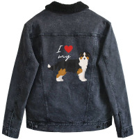 I Love My Black & Tan Australian Shepherd Dog Lover Unisex Sherpa-lined Denim Jacket | Artistshot