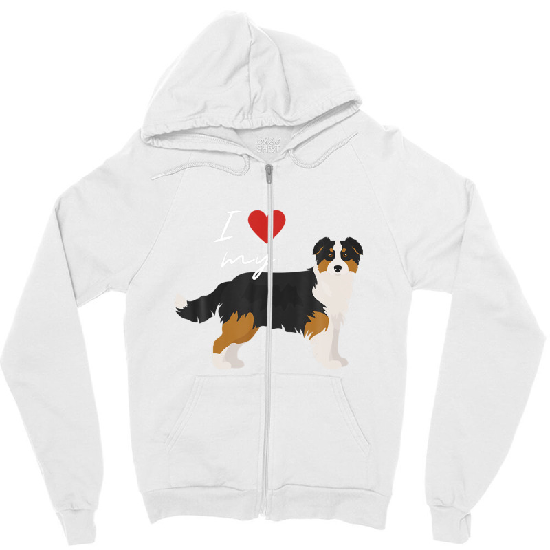 I Love My Black & Tan Australian Shepherd Dog Lover Zipper Hoodie by winatadeepood | Artistshot