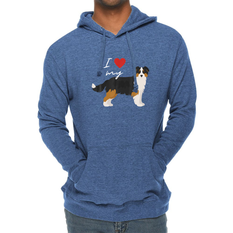 I Love My Black & Tan Australian Shepherd Dog Lover Lightweight Hoodie by winatadeepood | Artistshot